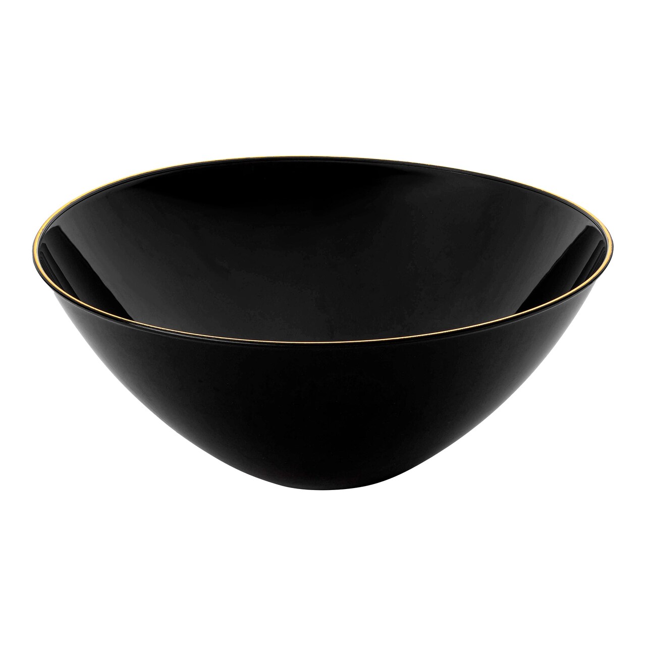 Black with Gold Rim Organic Round Disposable Plastic Bowls - 32 oz. (60 Bowls)